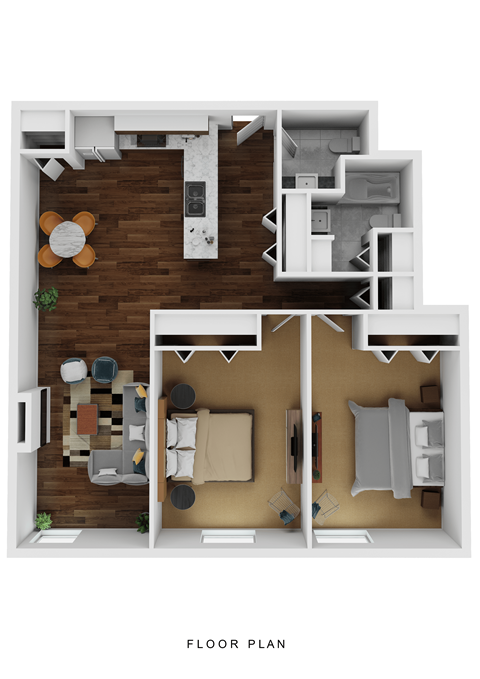Floor plan for 1 bed, 1 bath, 771 sqft